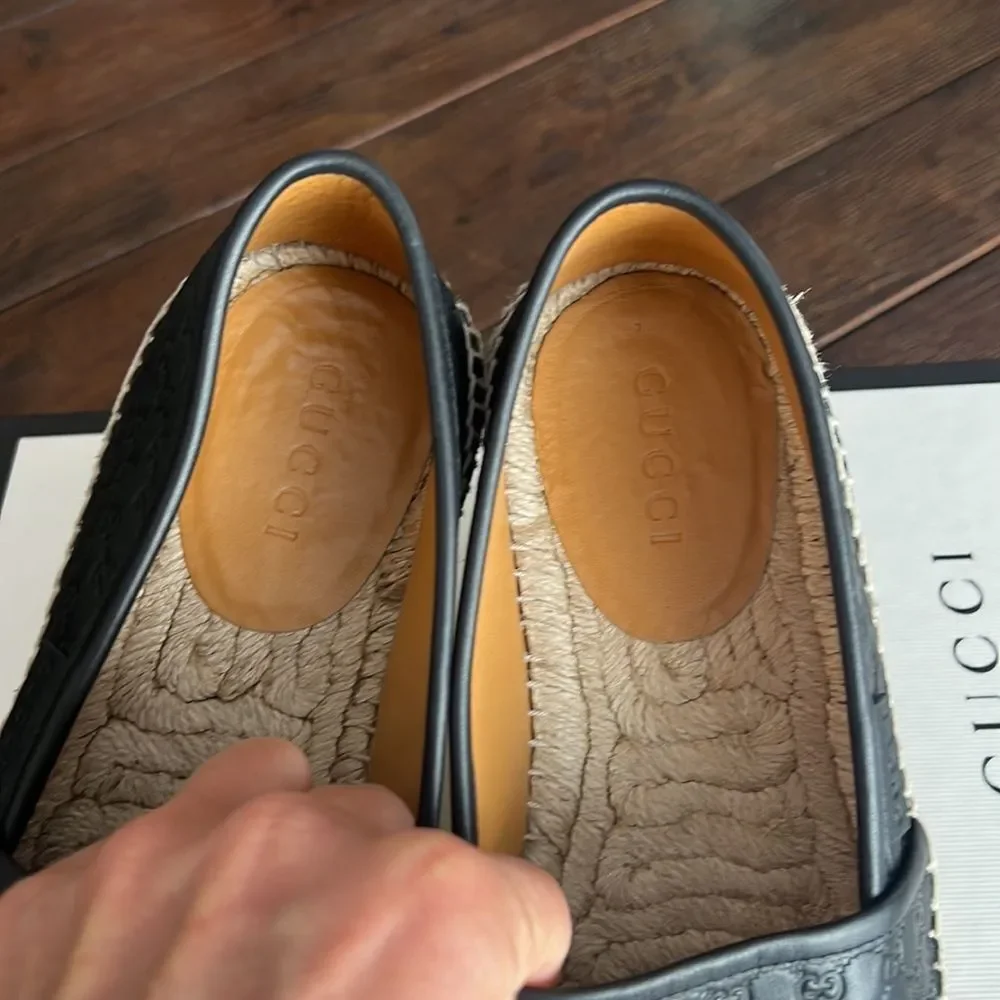 Gucci Black Leather Espadrilles
